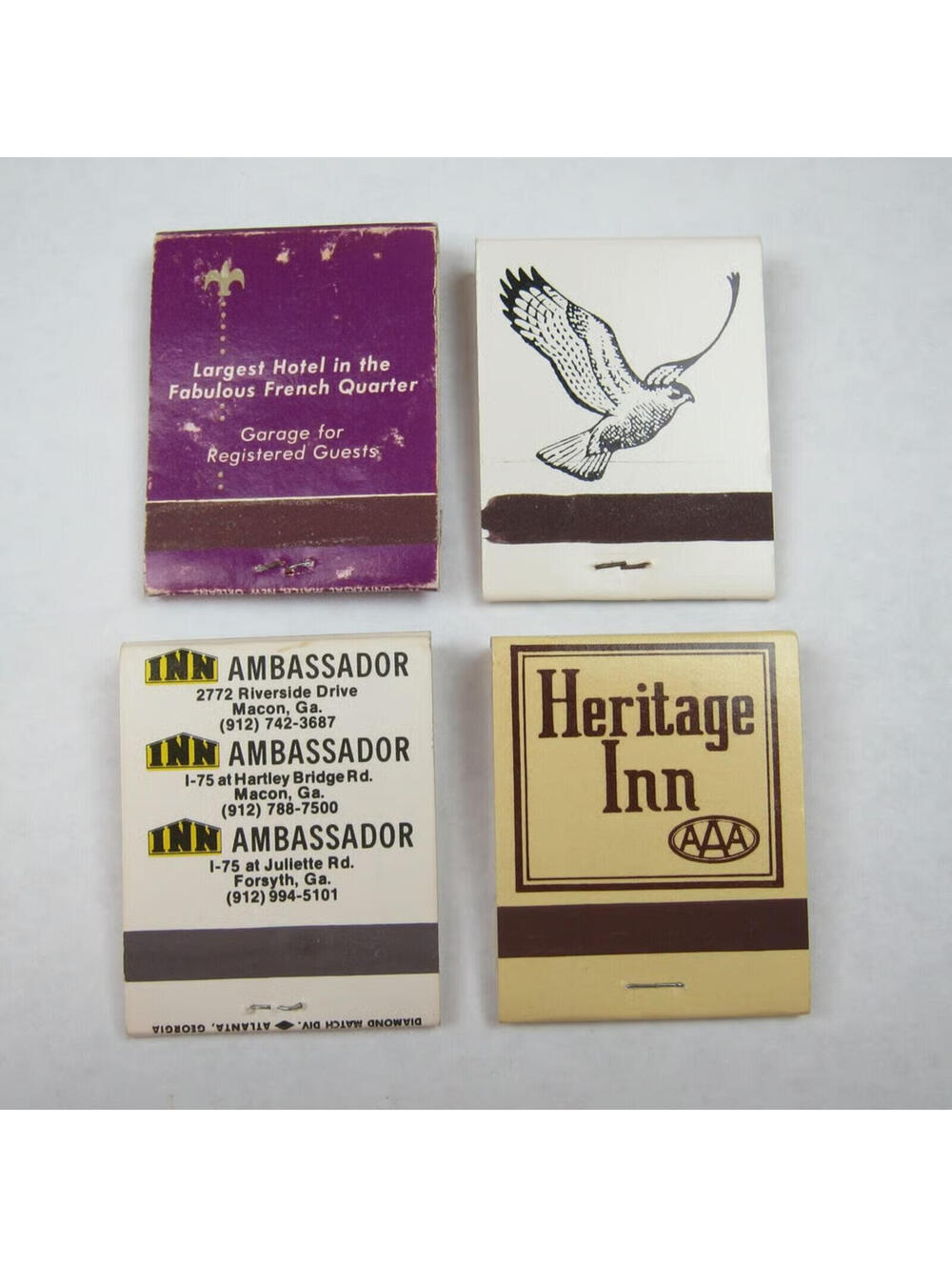 4 Vintage Matchbooks The Monteleone Hawks Nest Lodge Inn Ambassador Heritage Inn - Picture 2 of 12